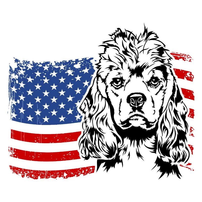 American Cocker Spaniel US America Flag Wilsigns