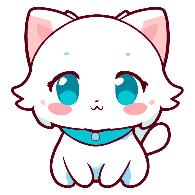 Kawaii White Chibi Cat - Mignonne chatte d’anime