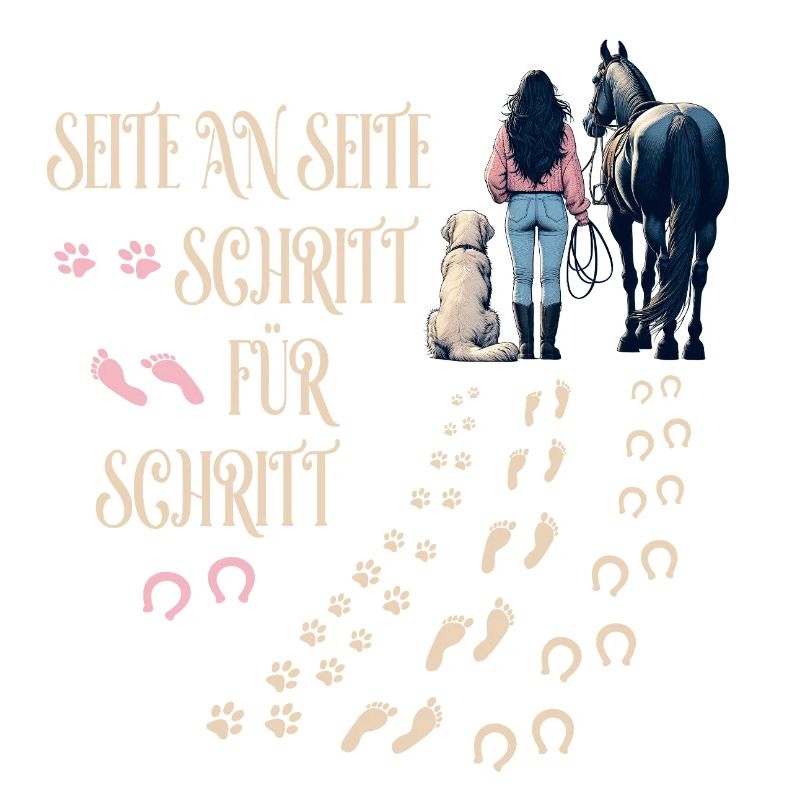 Frauchen Hund und Pferd