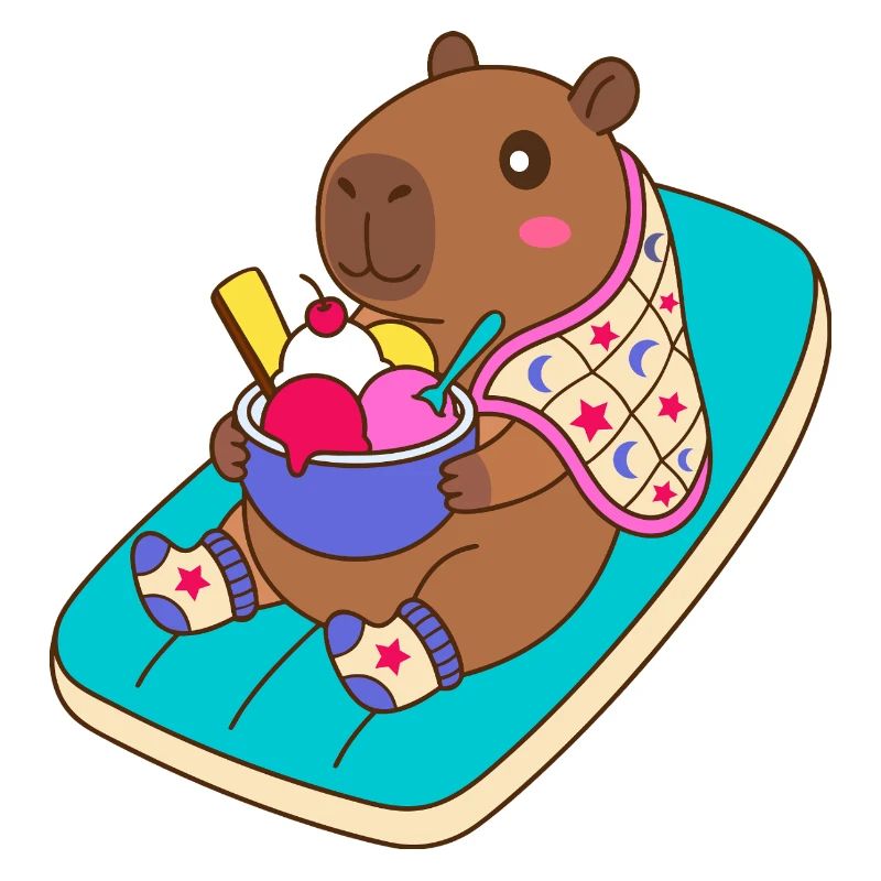 Capibara Sundae sur une plage Float - mode vacances