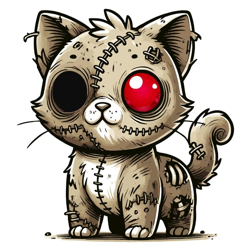 chat kawaii zombie effrayant pour s’amuser à Halloween