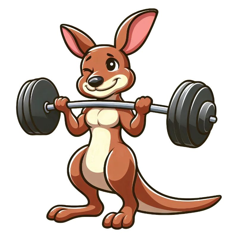 Chibi Kangaroo Dumbbell Workout Cheerful