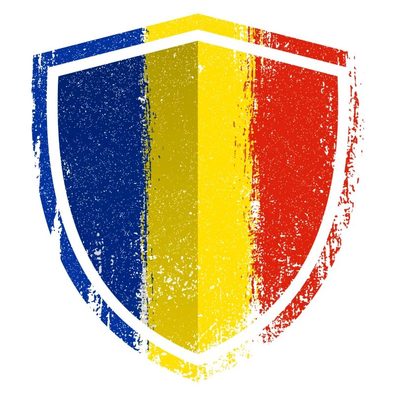 Distressed Blue Yellow Red Shield