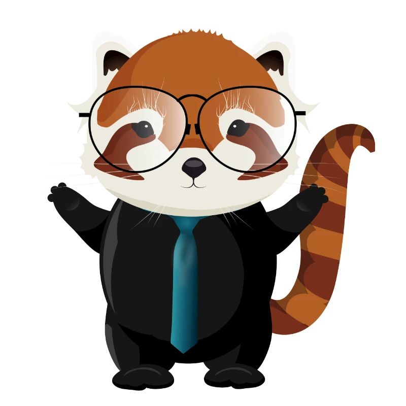 Ours panda roux avec lunettes de nerd et cravate