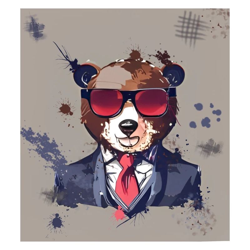 Bear with sunglasses tie and suit