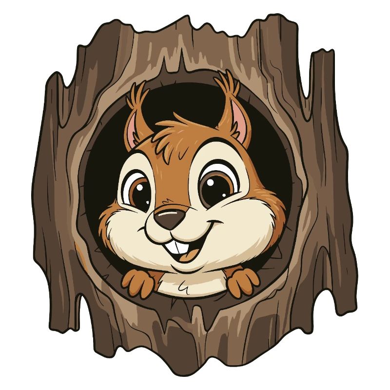 Forest chipmunk in the tree hole