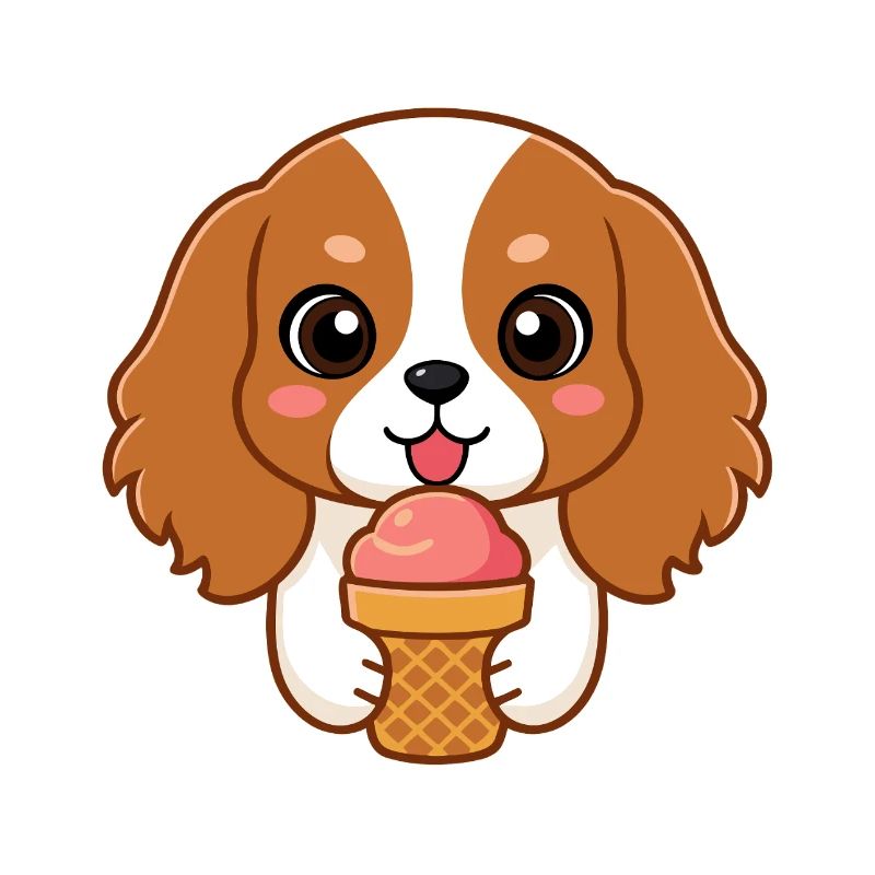 Chiot kawaii et glace en cornet