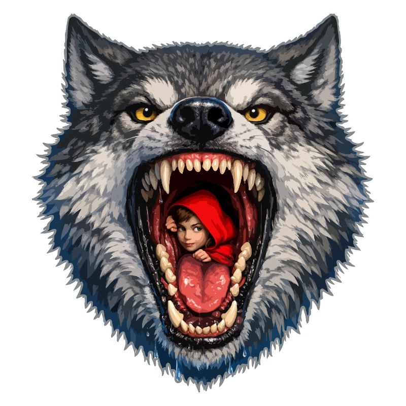 Wolfskopf mit Rotkäppchen