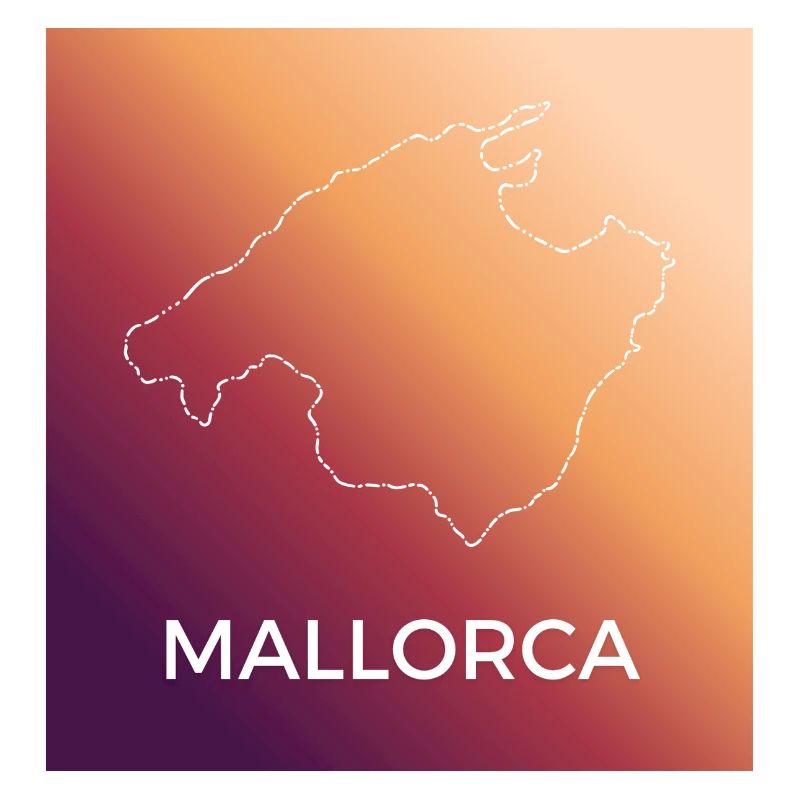 Mallorca outline at sunset