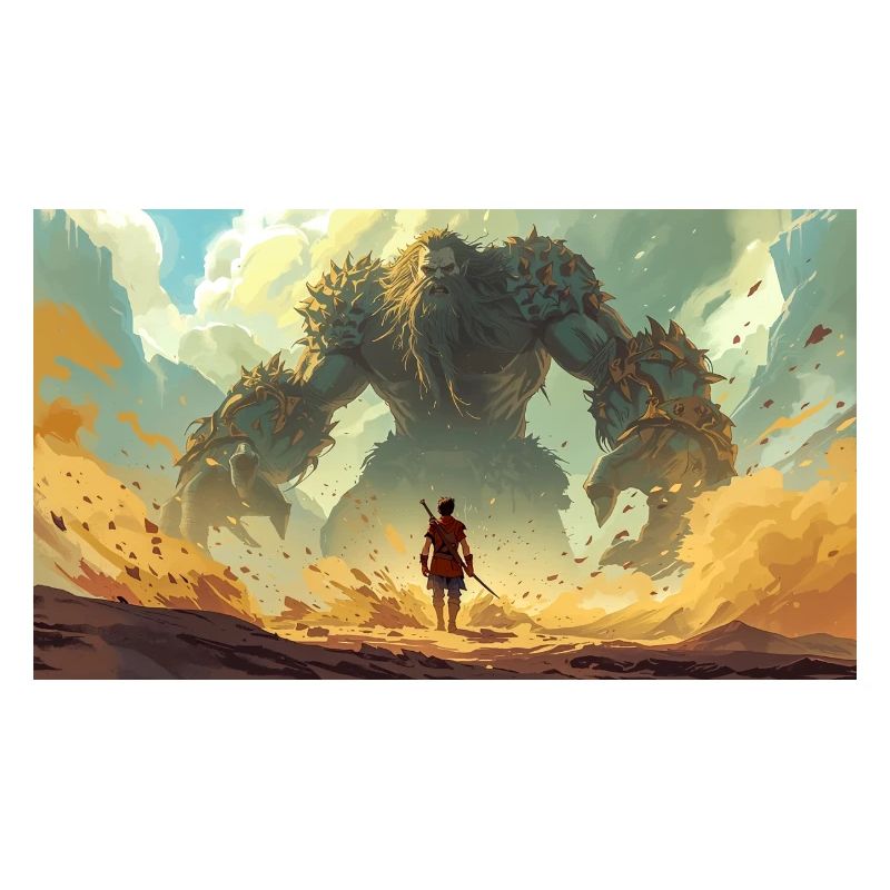 David vs Goliath: young shepherd faces giant warri