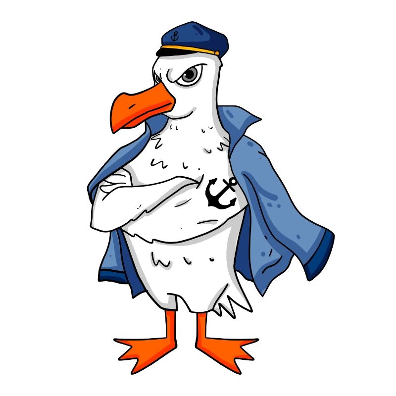 Muskelöse Seemöwe mit Anker Tattoo Möwe Geschenk