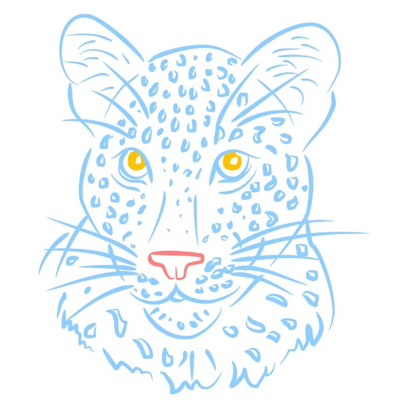 Leopardengesicht mit Blautönen