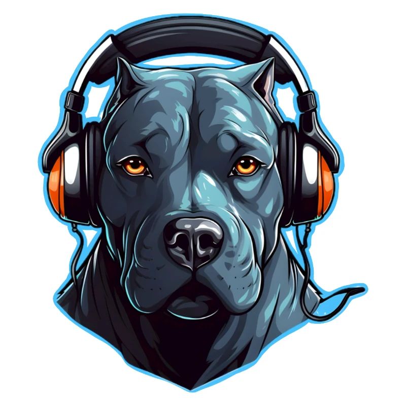 Cooler Pitbull mit Kopfhörern