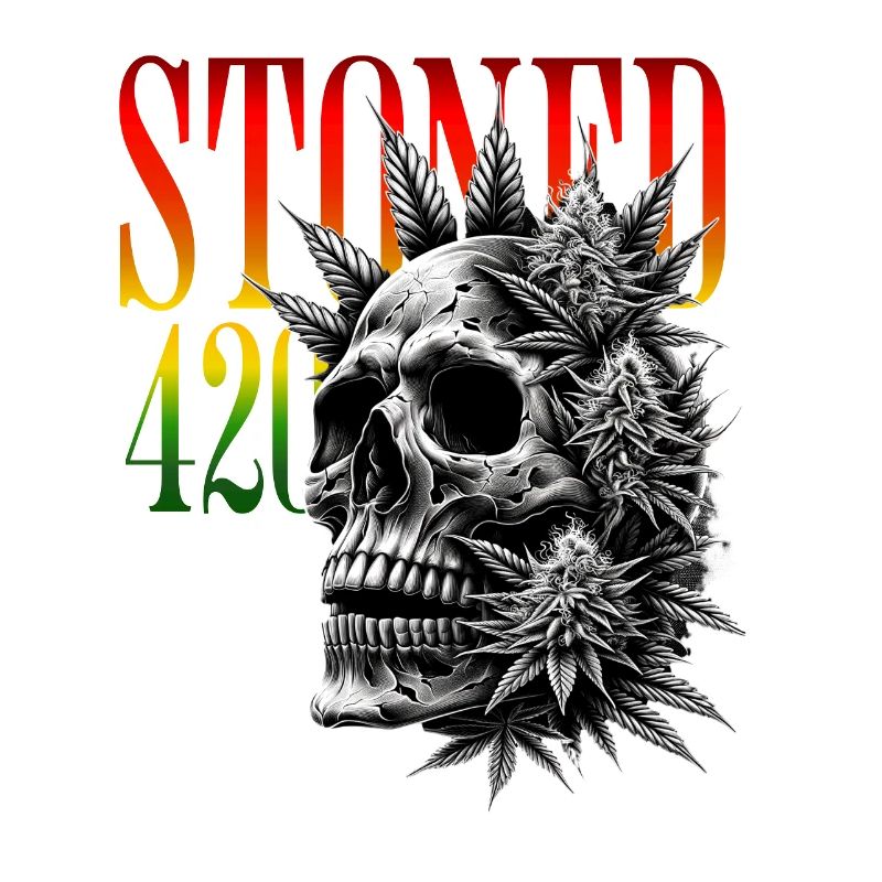 Stoned 420 Skull – Weed & Skull