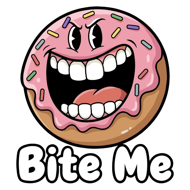 Bite Me Donut Cartoon