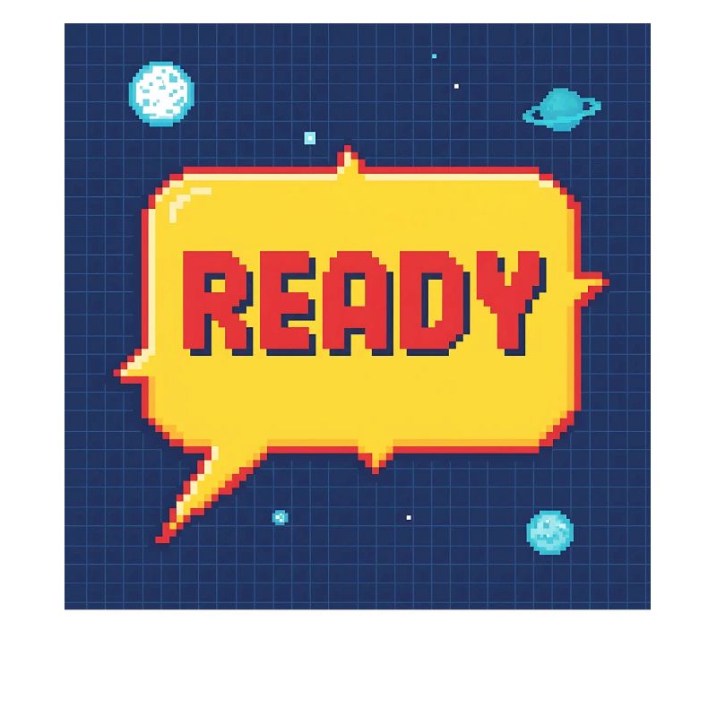 Ready Pixel Speech Bubble in Space