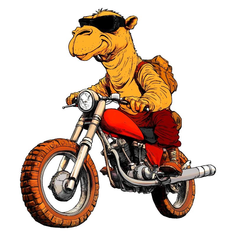 Kamel Motorradfahrer