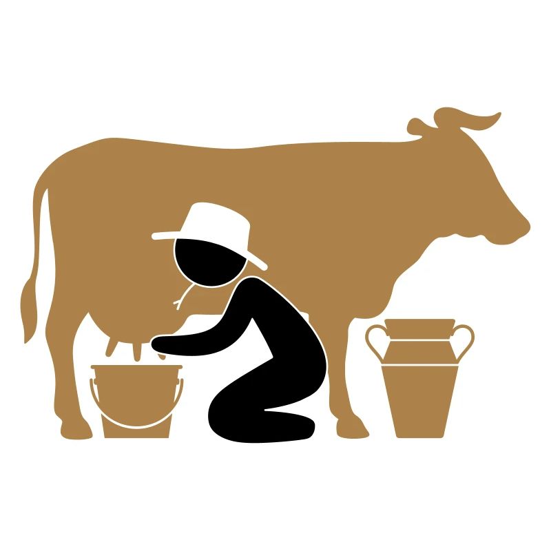 Farmer at milking a cow