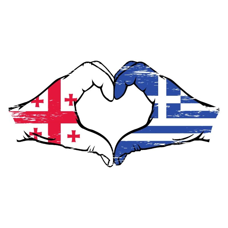 Géorgie Grèce Drapeau Mains Coeur Forme Utilisé