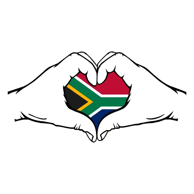 Drapeau de l’Afrique du Sud Mains Forme Coeur
