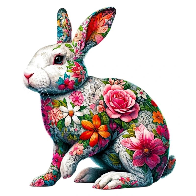 Lapin décoré de fleurs