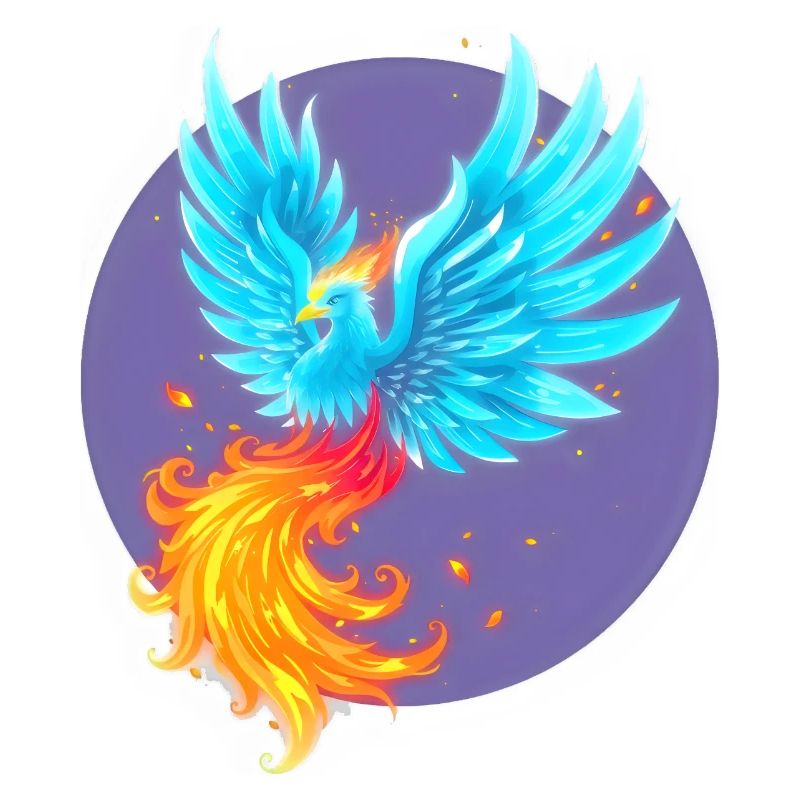 Cool Blue Burning Phoenix