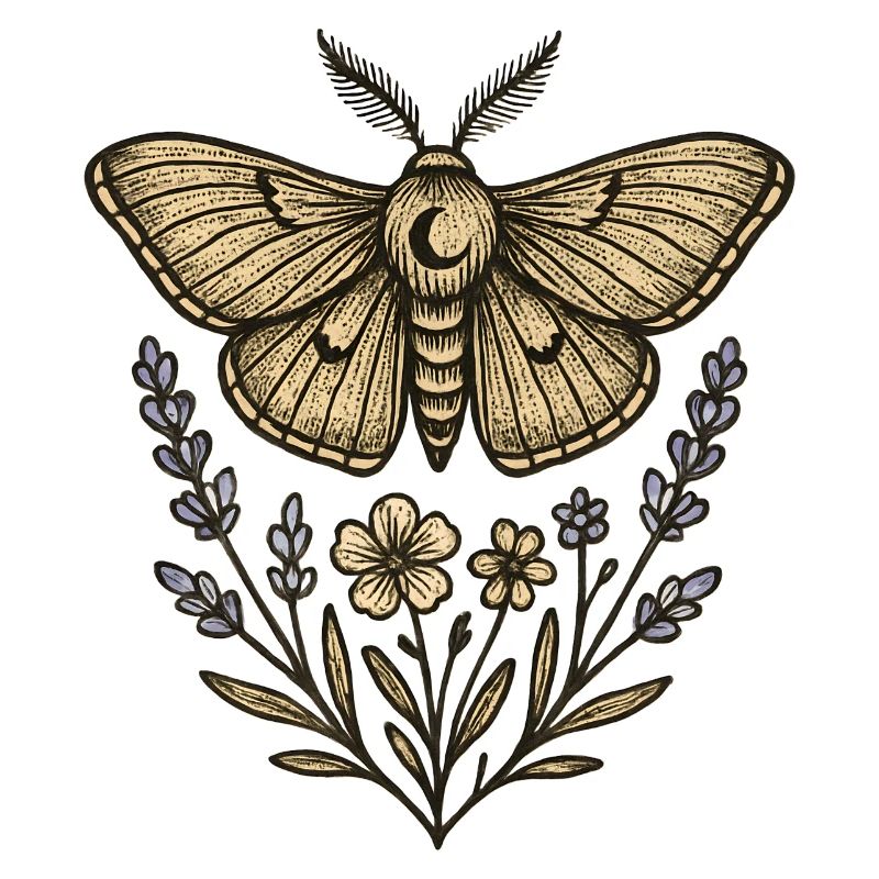 Papillon de nuit avec une couronne de fleurs