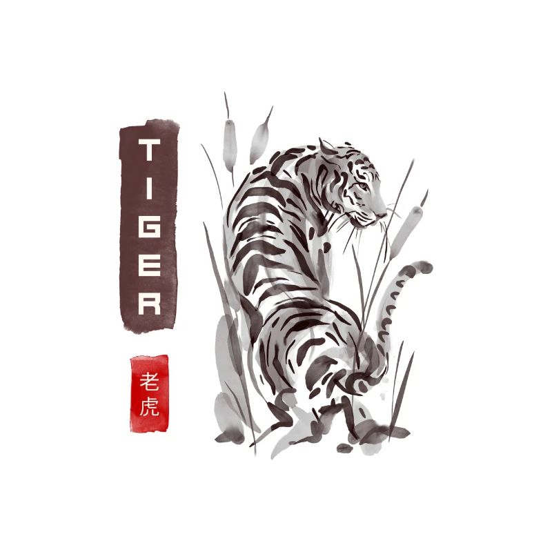 Tiger in classic Asian style