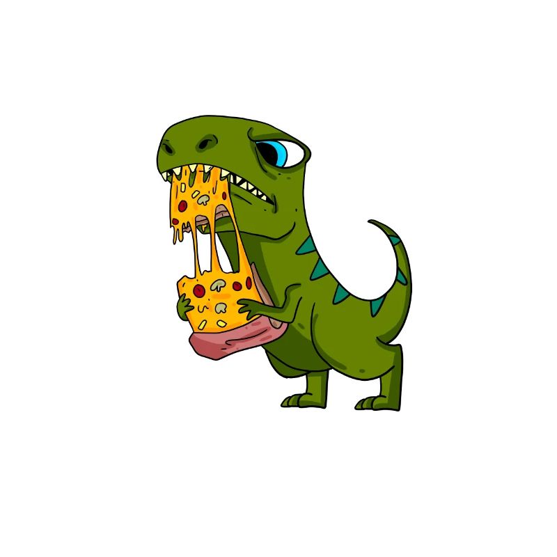 Dinosaurier mit Pizza