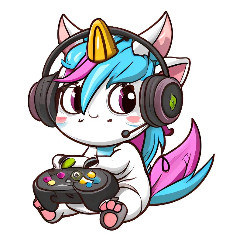 00234 süßes Einhorn mit Headset und Controller