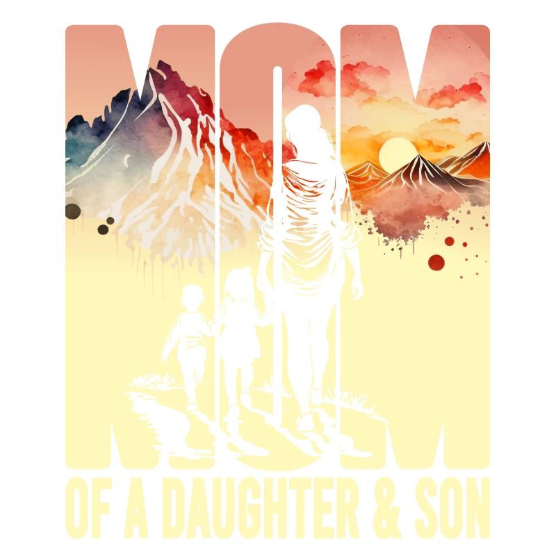 Mutter mit Tochter Sohn Muttertag Berge Mama Kind