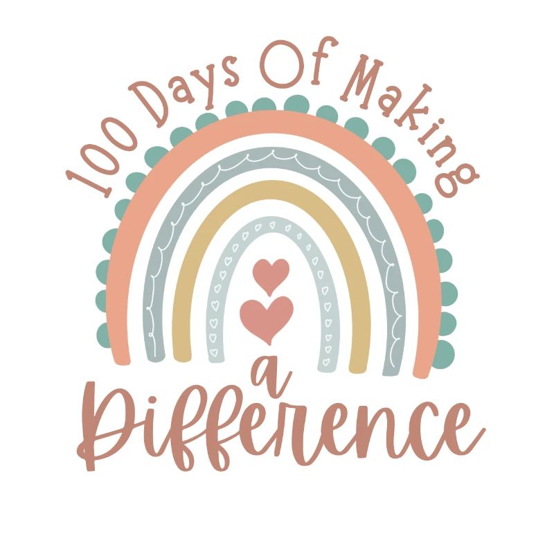 100 Days Of Making A Difference Cute Rainbow Kids