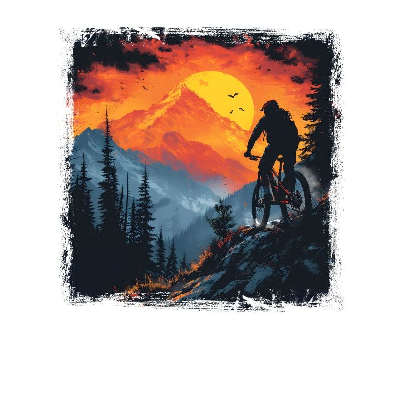 Mountain Biking Drawing Retro
