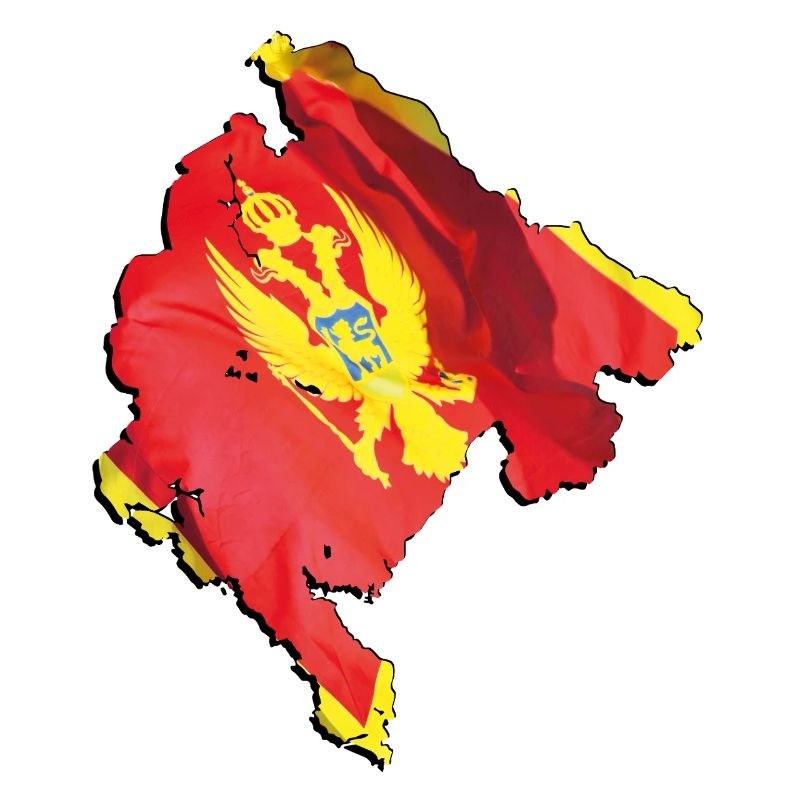 Montenegro flag in Montenegro map
