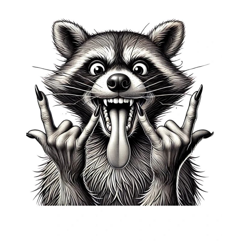 Rock 'n' Roll Waschbär Metall Kunst Design