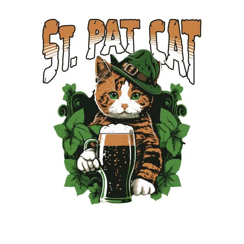 Funny St. Patricks Day Drinking Cat