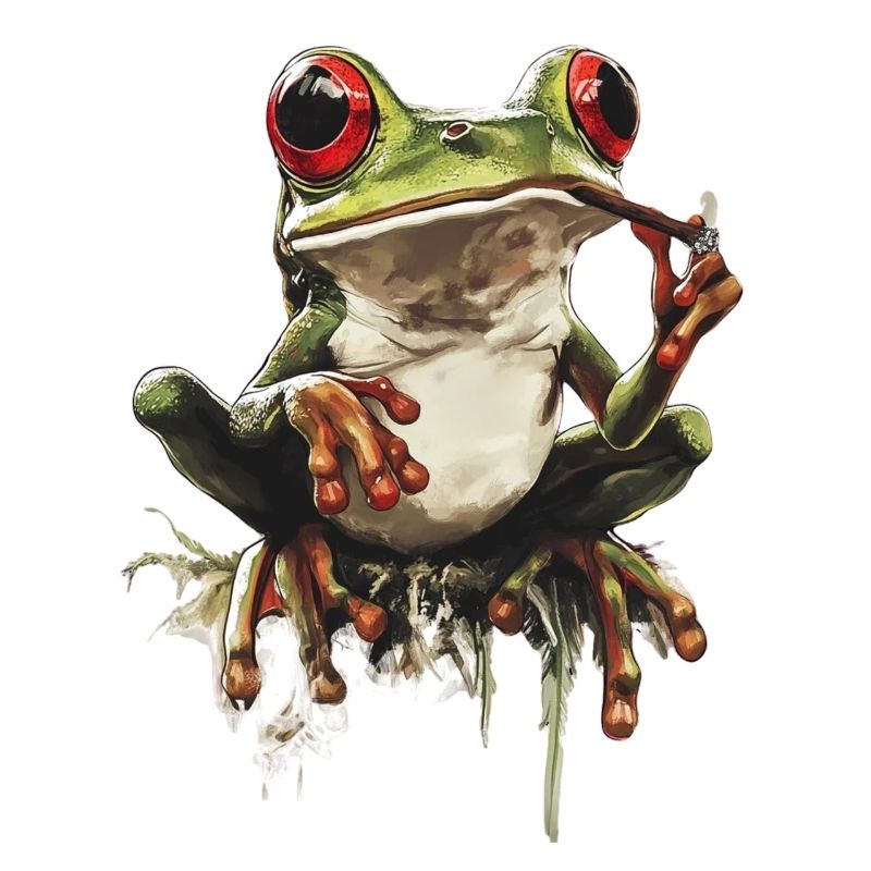 Frog with Joint and Red Eyes - Weed Frog