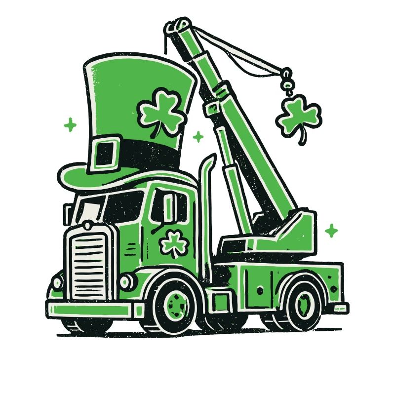 Drôle de grue de la Saint-Patrick Véhicule de construction