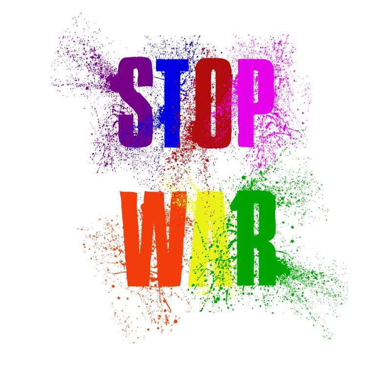 STOP WAR – NO WAR - PEACE in Regenbogenfarben