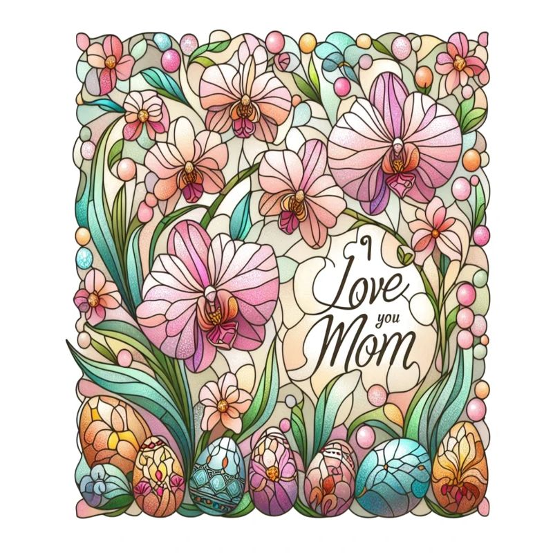 Cadeau de maman – Fleurs et vitrail de Pâques