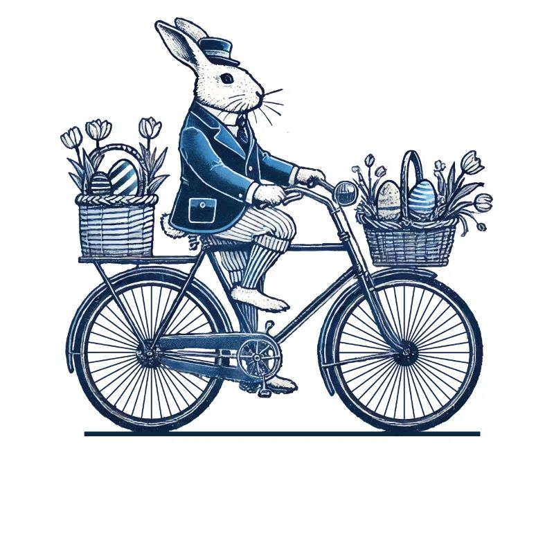 Lapin rétro de Pâques avec design de vélo