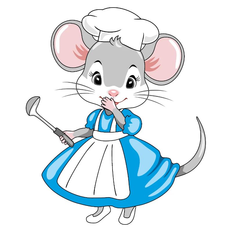 Souris de chef rieuse avec une louche à la main