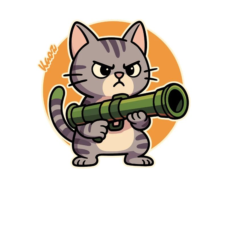 Wütende Katze mit Panzerfaust – Comic Motiv