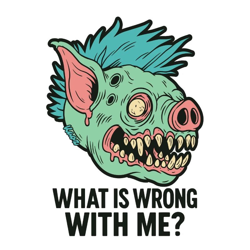 Punk Schweine Monster Kopf mit Spruch