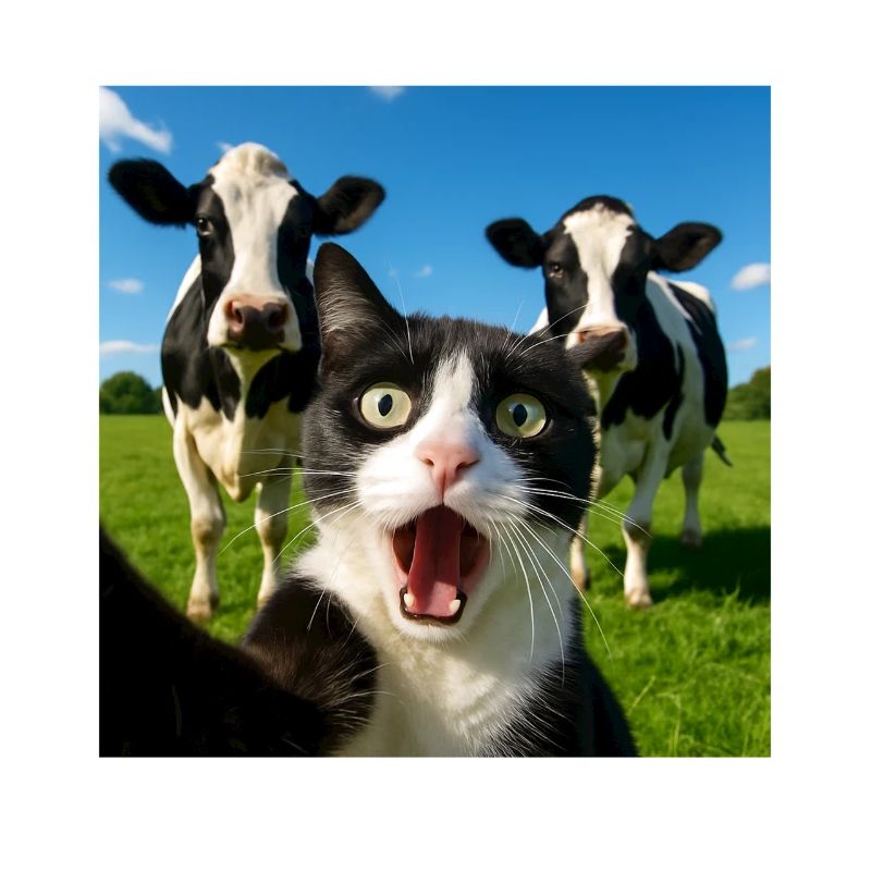 Süße Katze Kuh Selfie Geschenkidee