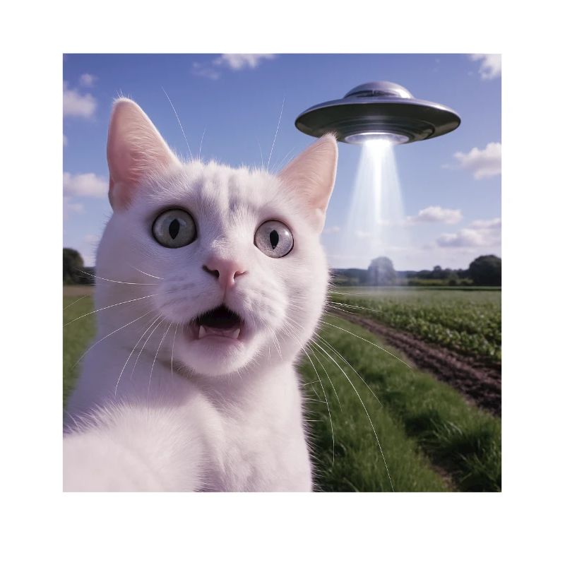 Cat Selfie With Alien Ufo