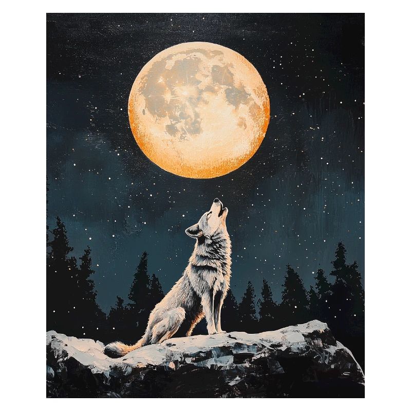 Wolf howls for the moon
