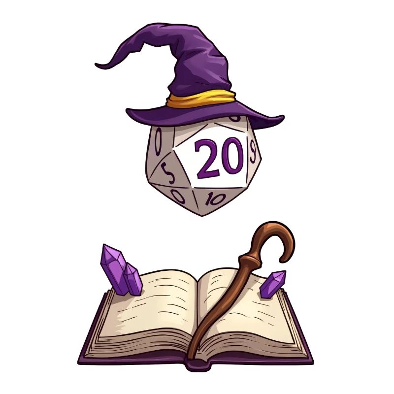 Floating D20 with Magic Hat – Fantasy Dice