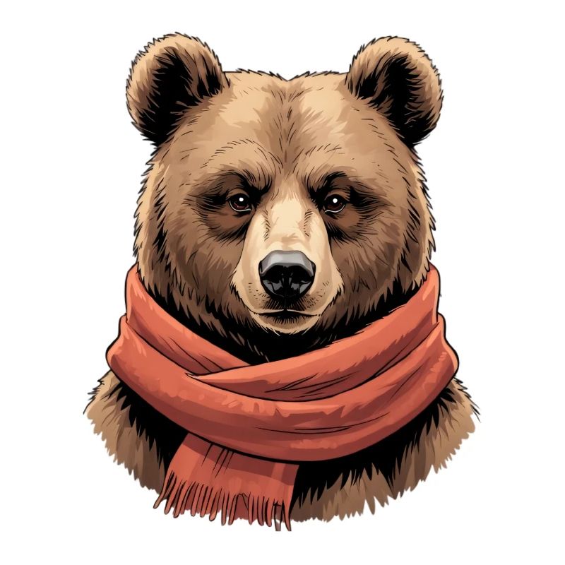 Ours avec écharpe rouge