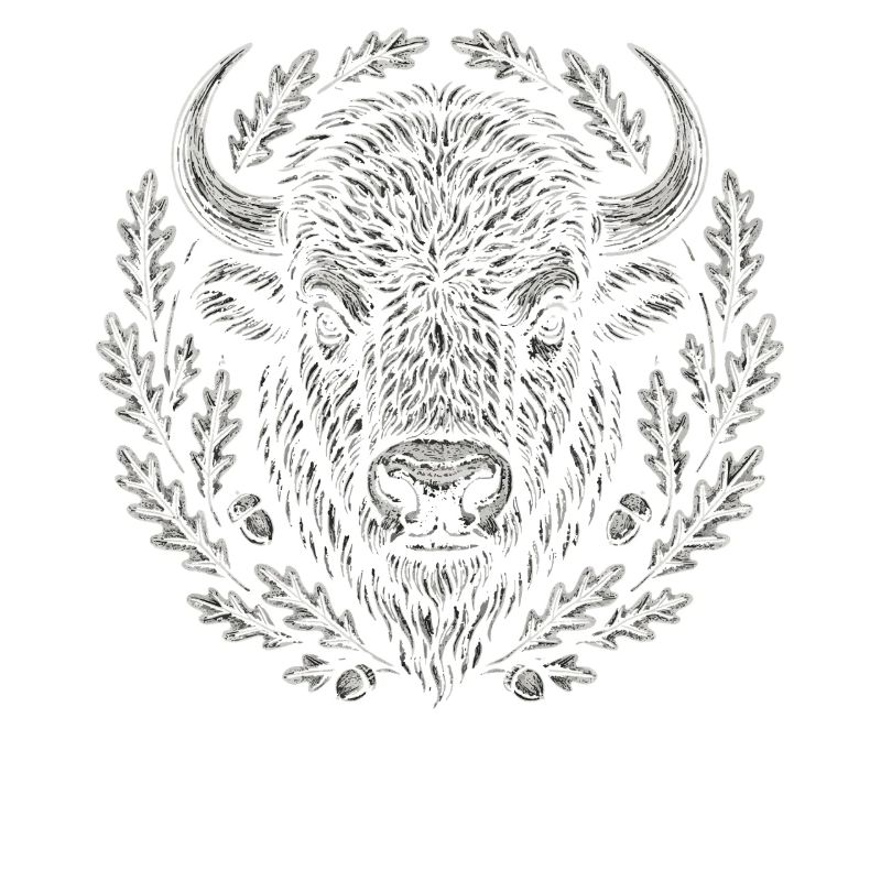 Bison d’Europe avec couronne de chêne Art